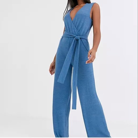 NWT Loungeable Tie Front Wide Leg Jumpsuit - Picture 1 of 7